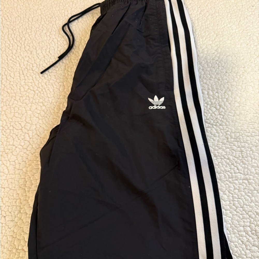 Adidas Kids Black Joggers with White Stripes